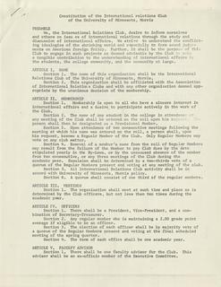 Constitution of the International Relations Club, [1960s]
