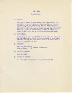Pep Club Constitution, [1960s]