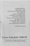 University of Minnesota, Morris 1988-89 Class Schedule by University of Minnesota - Morris