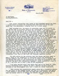 Sen. Behmler letter to Ed Morrison, Jan. 1957