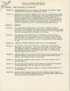 Council of Religious Organizations Constitution and By-laws [1960s]