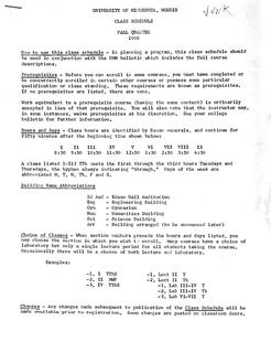 Class Schedule Fall Quarter 1960