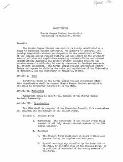 Morris Campus Student Association Constitution, 1970
